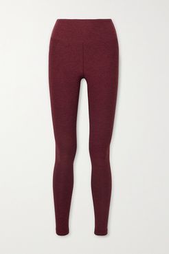 Mélange Stretch Leggings - Burgundy