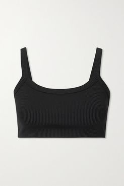 Ribbed Stretch-jersey Sports Bra - Black