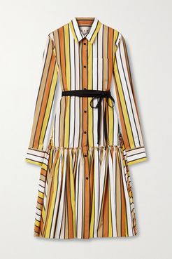 Striped Cotton-poplin Midi Shirt Dress - Yellow