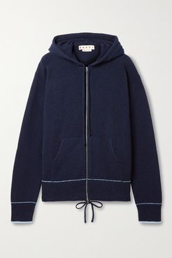 Cashmere And Wool-blend Hoodie - Navy