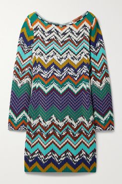 Crochet-knit Cotton-blend Mini Dress - Orange