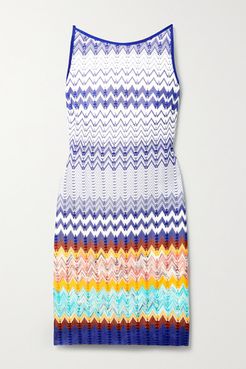 Striped Crochet-knit Mini Dress - White