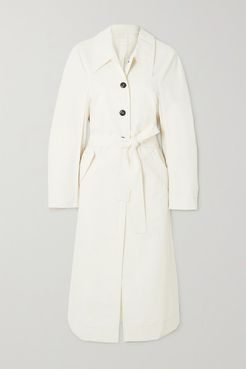 Belted Cotton-blend Gabardine Trench Coat - Off-white