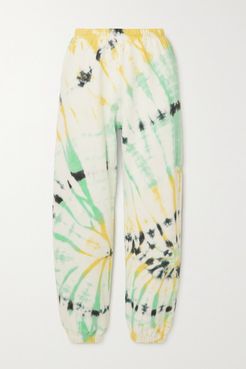 Tie-dyed Cotton-jersey Track Pants - Green