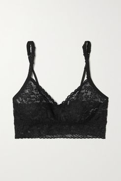 Retro Stretch-lace Soft-cup Bra - Black