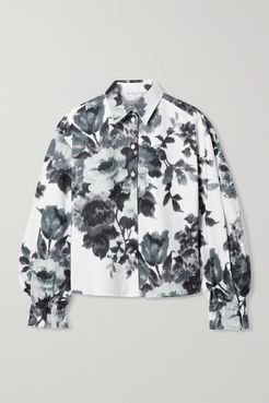 Floral-print Cotton-blend Shirt - White
