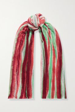 Striped Cashmere Scarf - Red