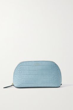 Mara Croc-effect Leather Cosmetics Case - Sky blue