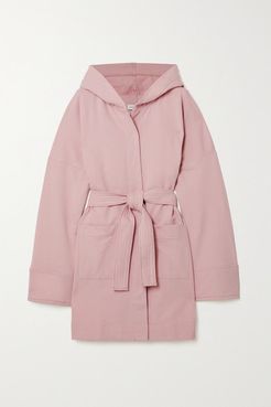 Net Sustain Hooded Belted Organic Cotton-fleece Robe - Pink