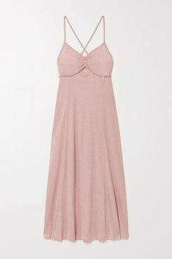 Net Sustain Cutout Brushed-tencel Lyocell Nightdress - Pink