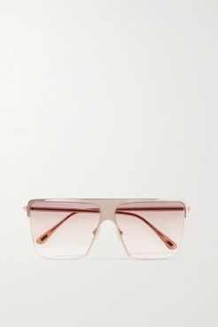 Sofi Square-frame Gold-tone And Acetate Sunglasses - Pink