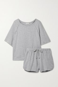 Blair Mélange Stretch Pima Cotton And Modal-blend Pajama Set - Gray