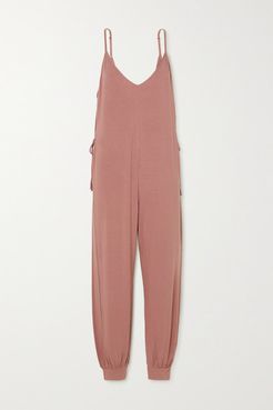 Finley Tie-detailed Stretch-jersey Jumpsuit - Brown