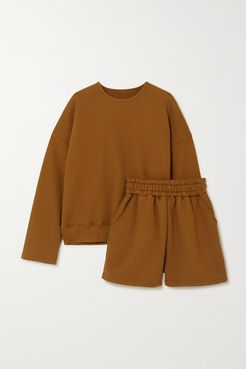 Jamie Cotton-jersey Sweatshirt And Shorts Set - Brown