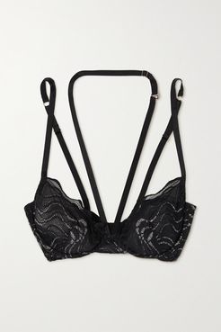Katharine Scalloped Stretch-lace Underwired Soft-cup Plunge Bra - Black