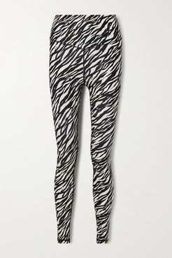 Zebra-print Stretch Leggings - Black