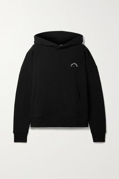 Embroidered Organic Cotton-jersey Hoodie - Black