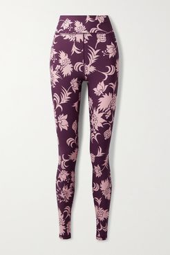 Kabuki Dance Floral-print Stretch Leggings - Grape