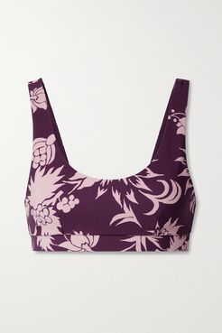 Kabuki Daisy Floral-print Stretch Sports Bra - Grape