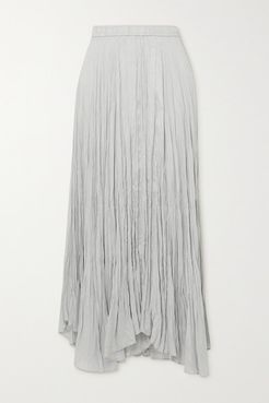 Sully Asymmetric Crinkled Silk-habotai Maxi Skirt - Gray