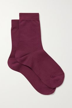 Cotton-blend Socks - Plum