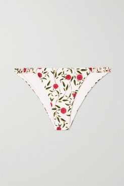 Vera Ruffled Floral-print Bikini Briefs - White