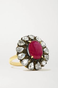 18-karat Gold, Sterling Silver, Diamond And Ruby Ring