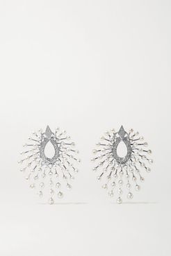 18-karat White Gold, Diamond And Pearl Earrings