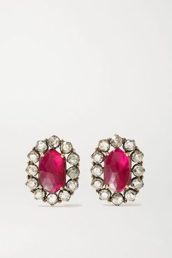 18-karat Gold, Sterling Silver, Ruby And Diamond Earrings