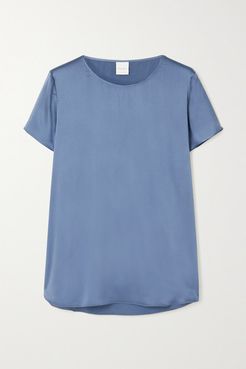 Leisure Cortona Silk-blend Satin T-shirt - Navy