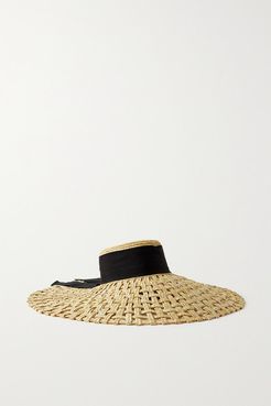 Mirabel Grosgrain-trimmed Woven Straw Hat - Beige