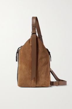 Hayden Sling Leather-trimmed Suede Shoulder Bag - Brown