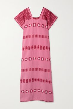 Net Sustain Embroidered Cotton Huipil - Pink