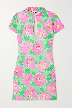 Lolita Cutout Floral-print Cotton Mini Dress - Pink