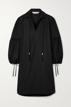 Fedora Tasseled Cotton-poplin Dress - Black