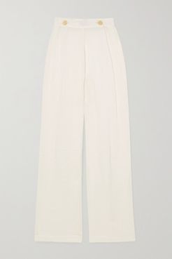 Net Sustain X Lg Electronics Pleated Organic Linen-gauze Wide-leg Pants - Off-white