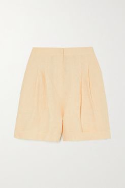 Net Sustain X Lg Electronics Pleated Organic Linen Shorts - Pastel yellow