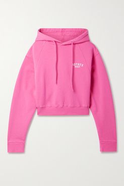 Net Sustain Viola Cropped Embroidered Organic Cotton-jersey Hoodie - Pink