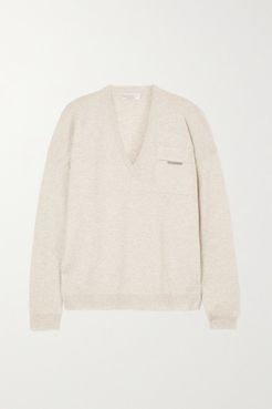 Bead-embellished Cashmere Sweater - White