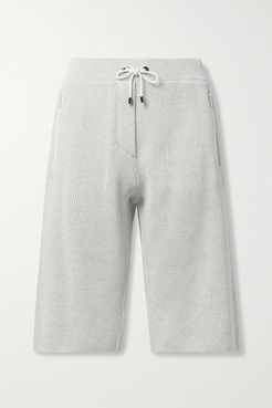 Ribbed Cotton Shorts - Light gray