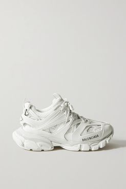 Track Logo-detailed Mesh And Rubber Sneakers - White