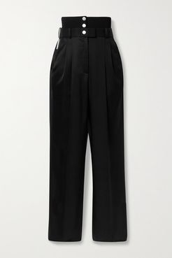 Satin-twill Straight-leg Pants - Black