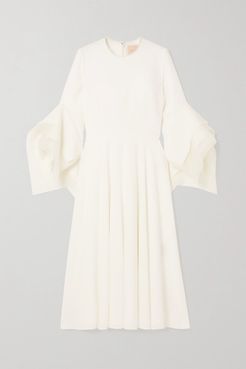 Ayres Silk Organza-trimmed Crepe Midi Dress - Ivory