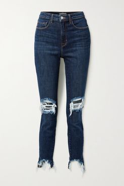 High Line Cropped Distressed Skinny Jeans - Blue