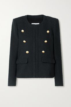 Effie Button-embellished Cotton-blend Tweed Blazer - Black