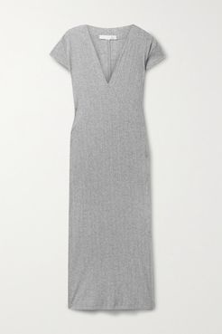 Rabia Ribbed Mélange Pima Cotton-jersey Nightdress - Gray
