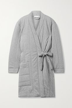 Stormie Quilted Mélange Cotton-jersey Robe - Gray