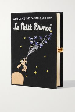 Le Petit Prince Embroidered Appliquéd Canvas Clutch - Black