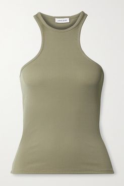 Morgan Ribbed Stretch-jersey Tank - Army green