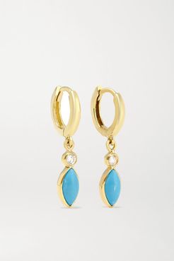 18-karat Gold, Turquoise And Diamond Hoop Earrings
